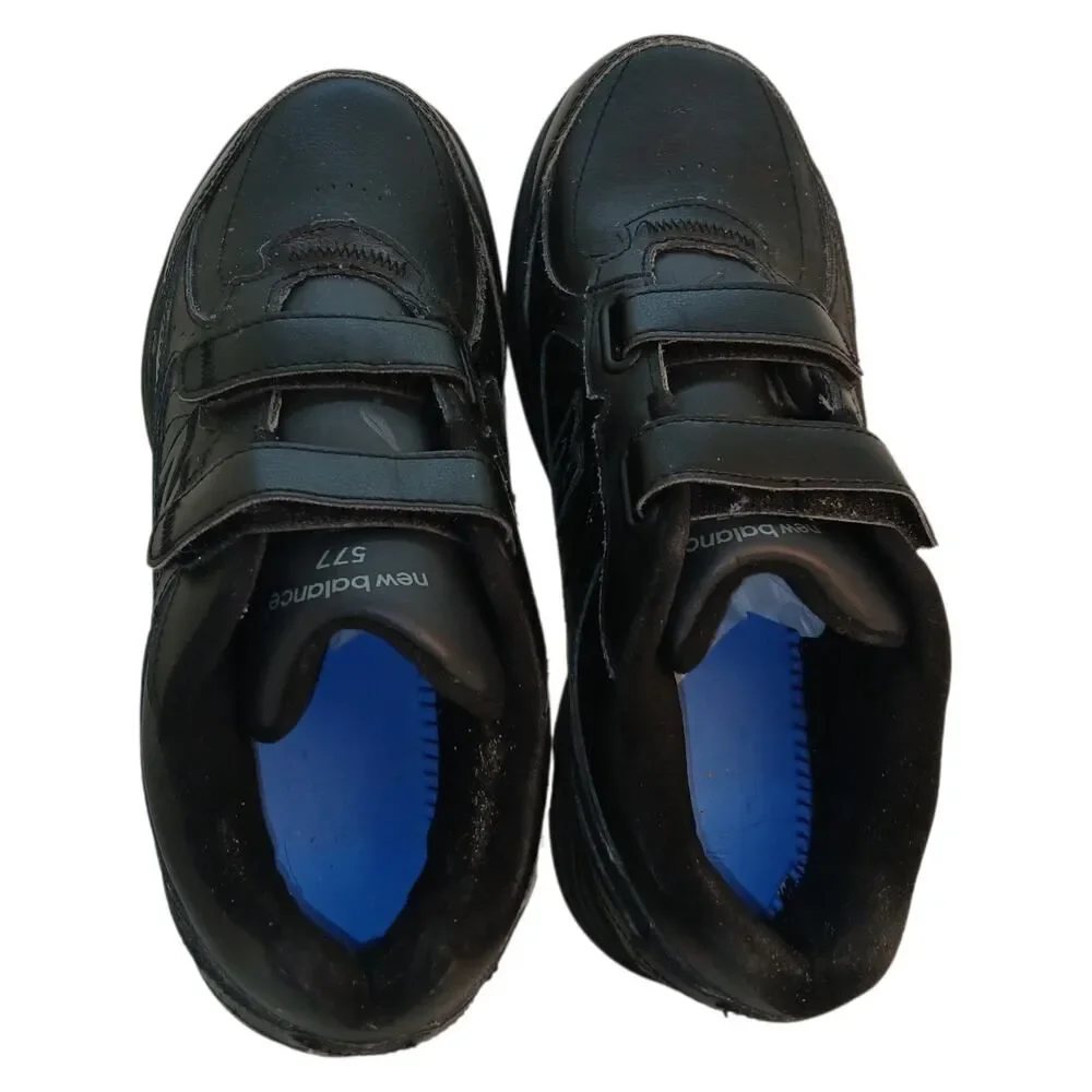 New Balance 577 Boys Triple Black Easy Close Sneakers - Size 5D